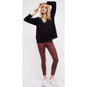 oxblood leather leggings